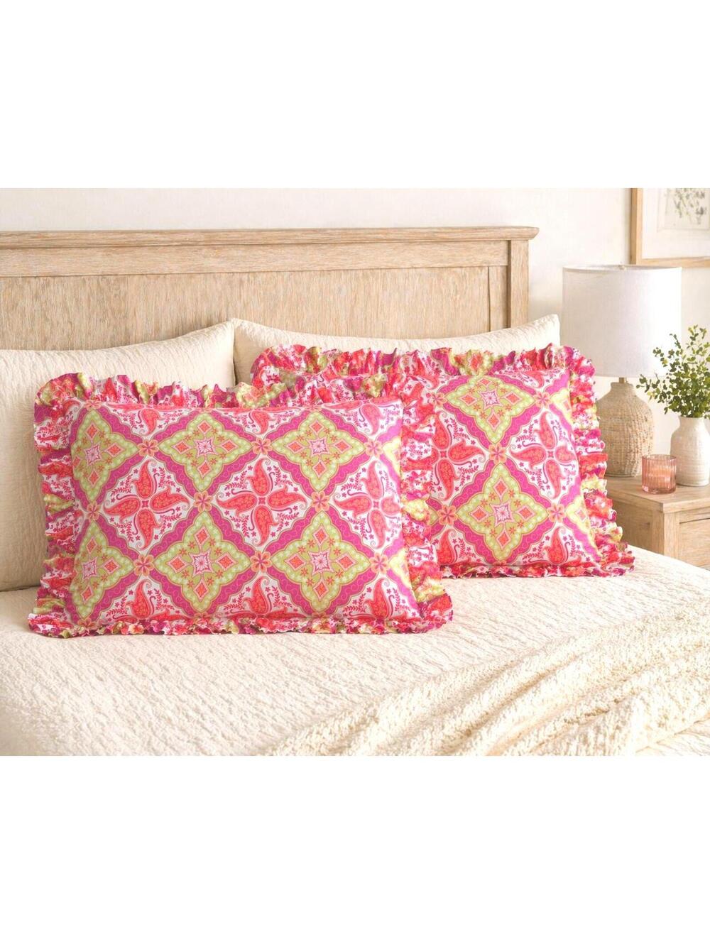 delia's Pink Orange Standard Cotton Pillow Cases Shams Rare